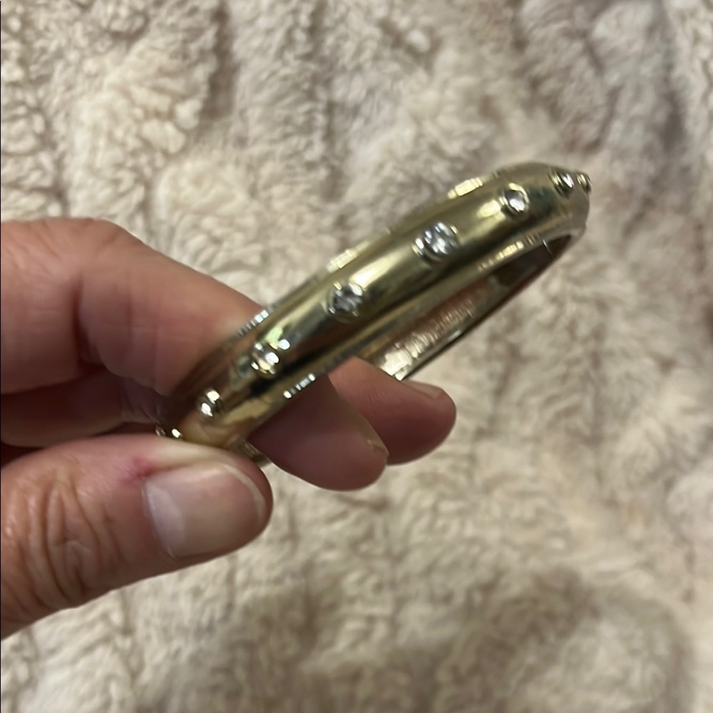 Sequin Gold Bangle Bracelet With Rhinestones